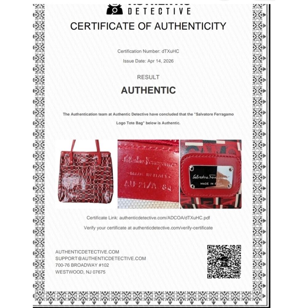 Authentic Vintage Salvatore Ferragamo Red Logogram Canvas Shoulder Tote Bag - Picture 11 of 11